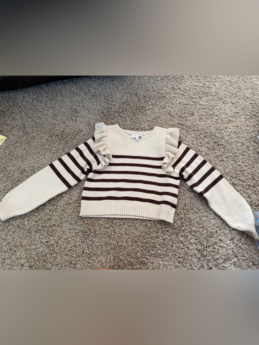 Cleobella Blair Sweater Cream and Brown Striped Knit Top